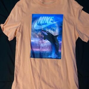 Nike Peach Tee with Blue Graphic
